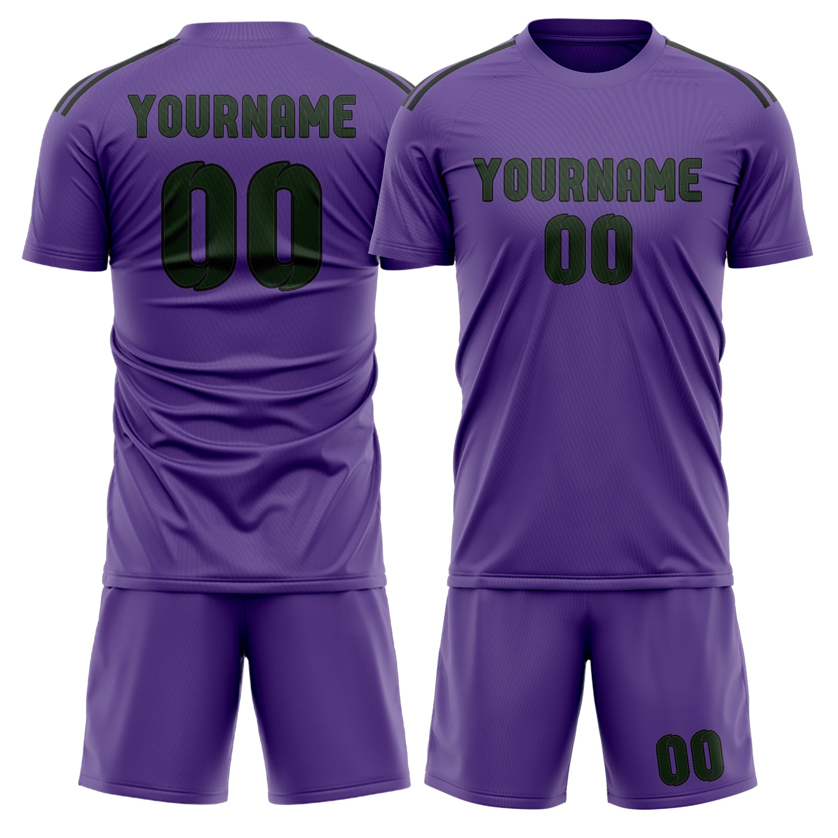 Custom Light Purple Dark Green Soccer Set