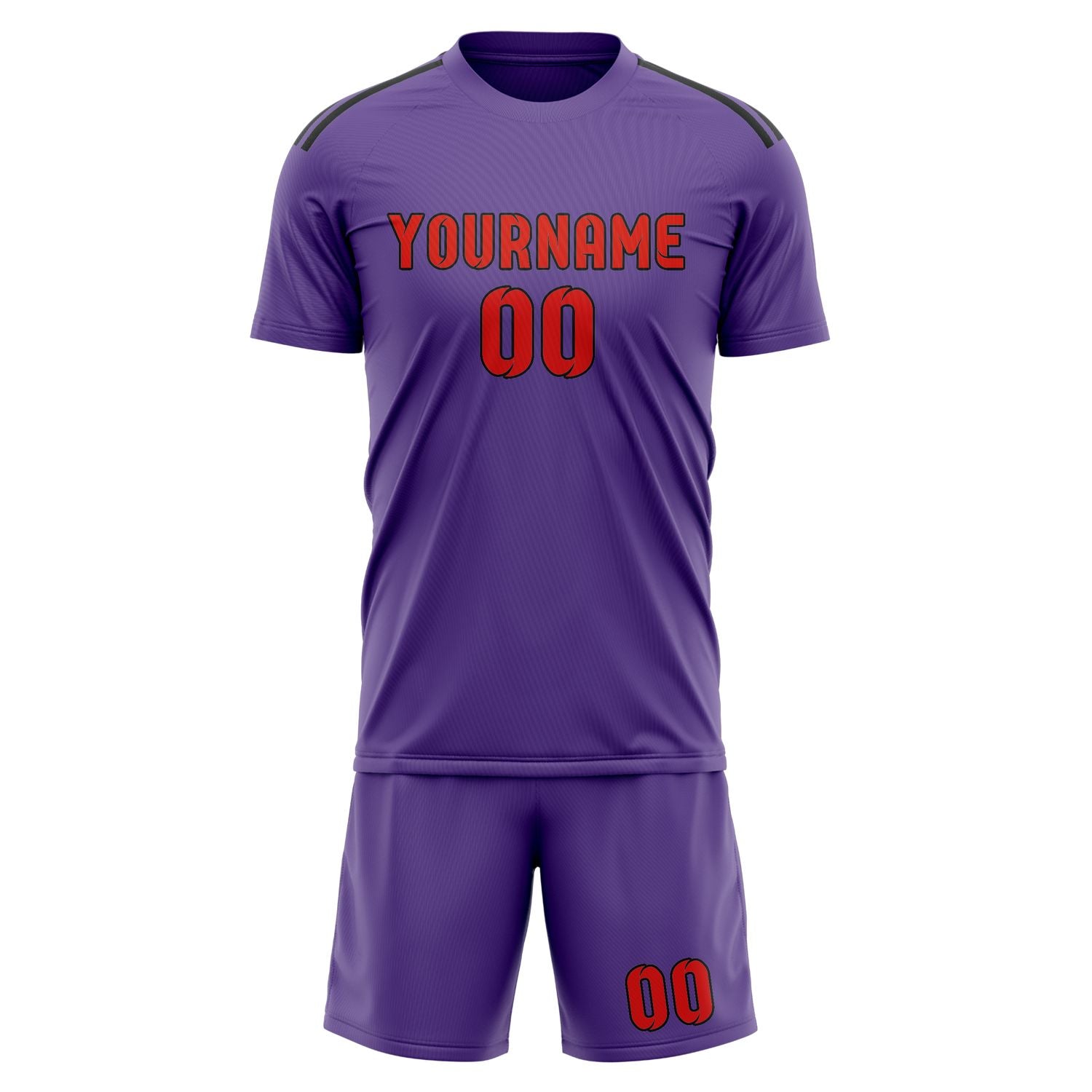 Custom Light Purple Orange Red Soccer Set