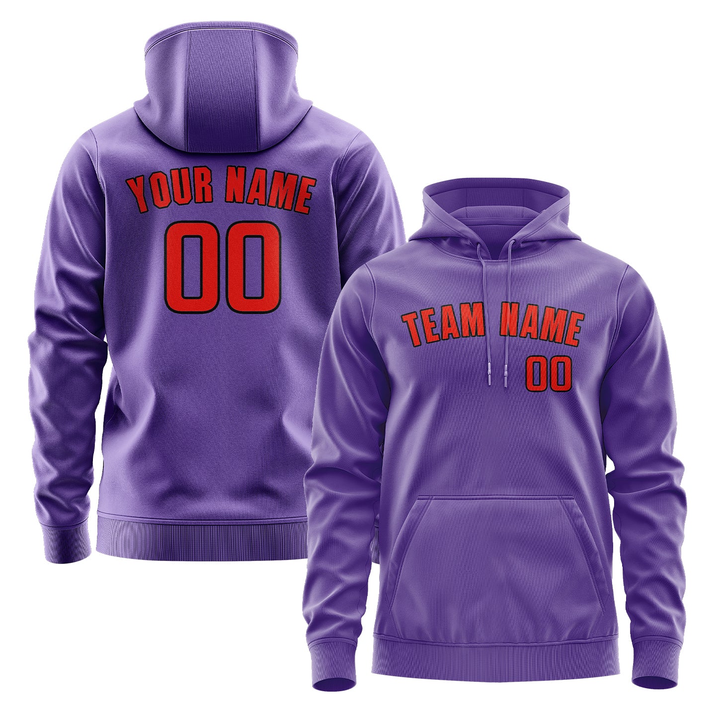 Custom Light Purple Orange Red Hoodie