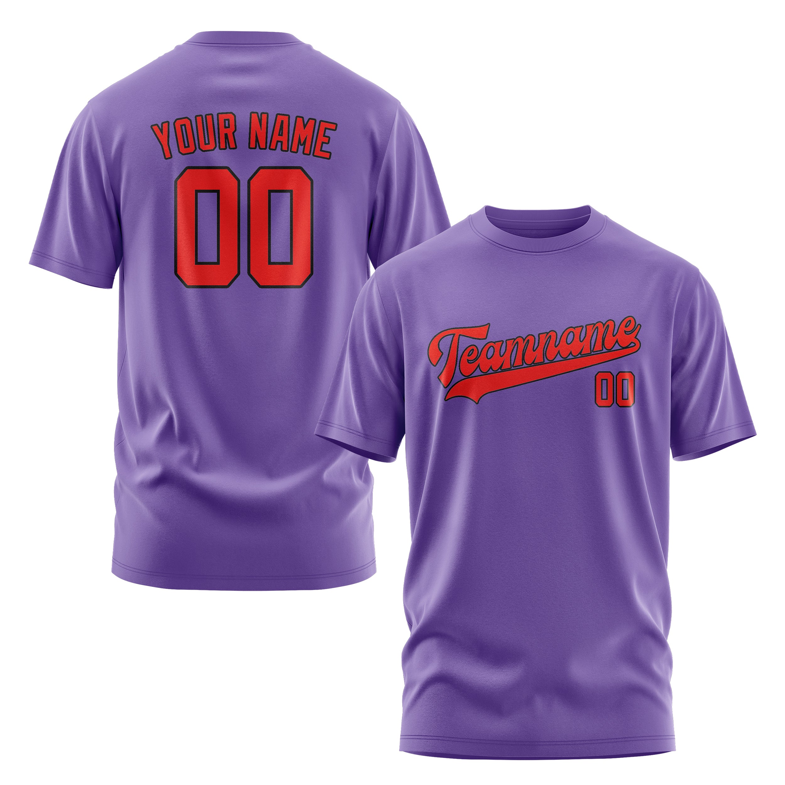 Custom Light Purple Orange Red T-Shirt
