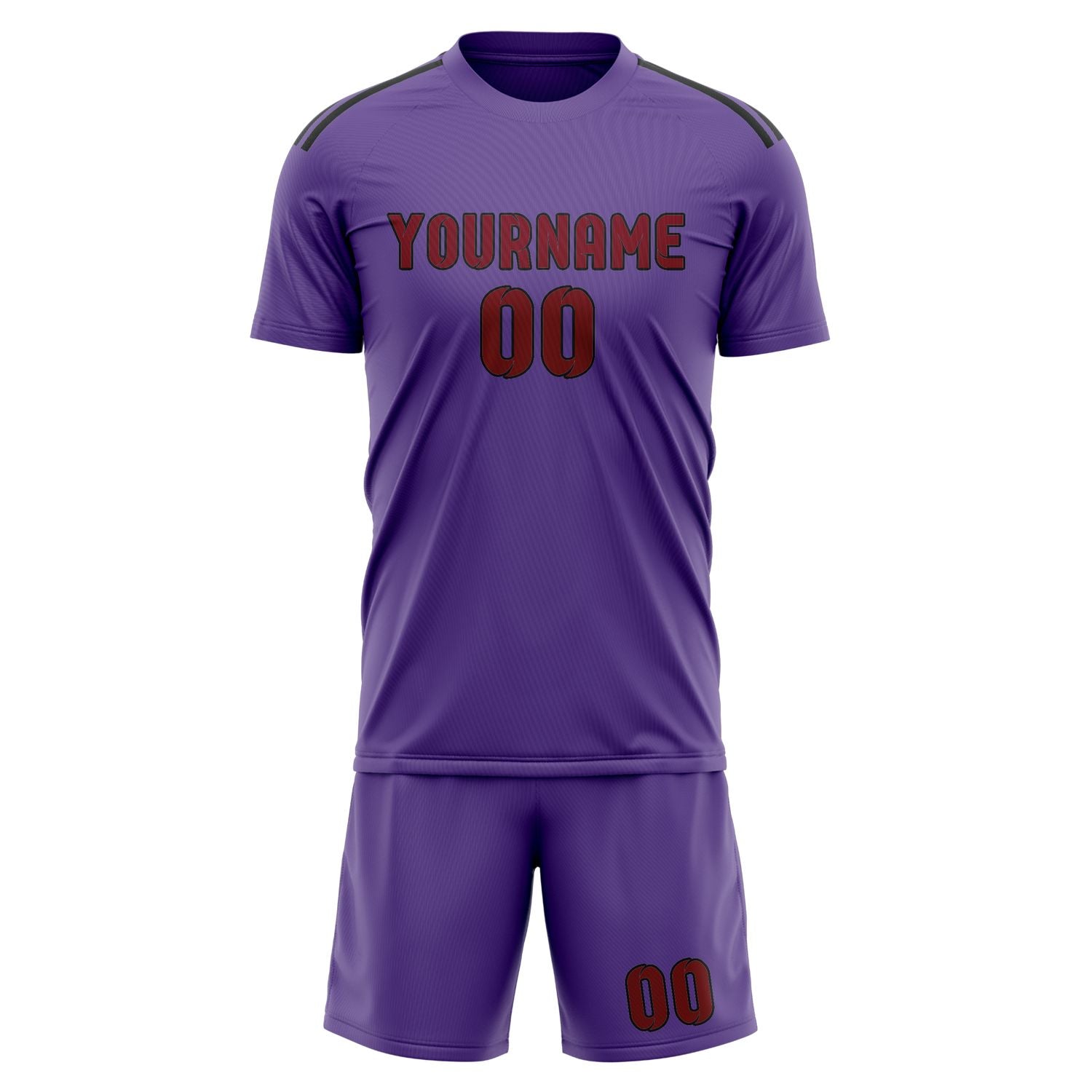 Custom Light Purple Crimson Red Soccer Set