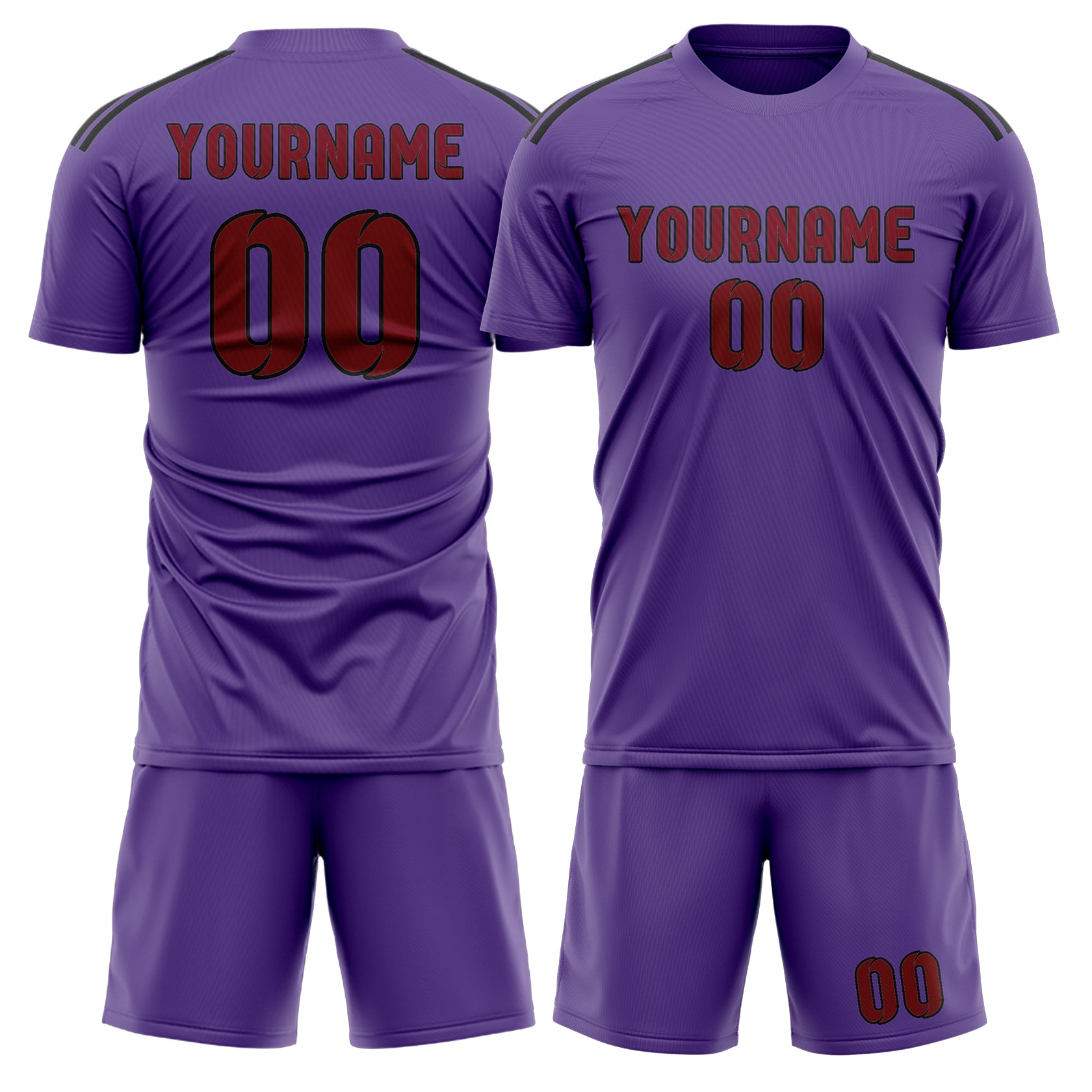 Custom Light Purple Crimson Red Soccer Set