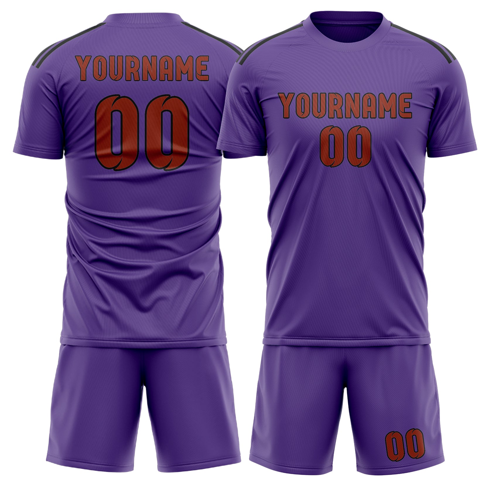 Custom Light Purple Coral Red Soccer Set