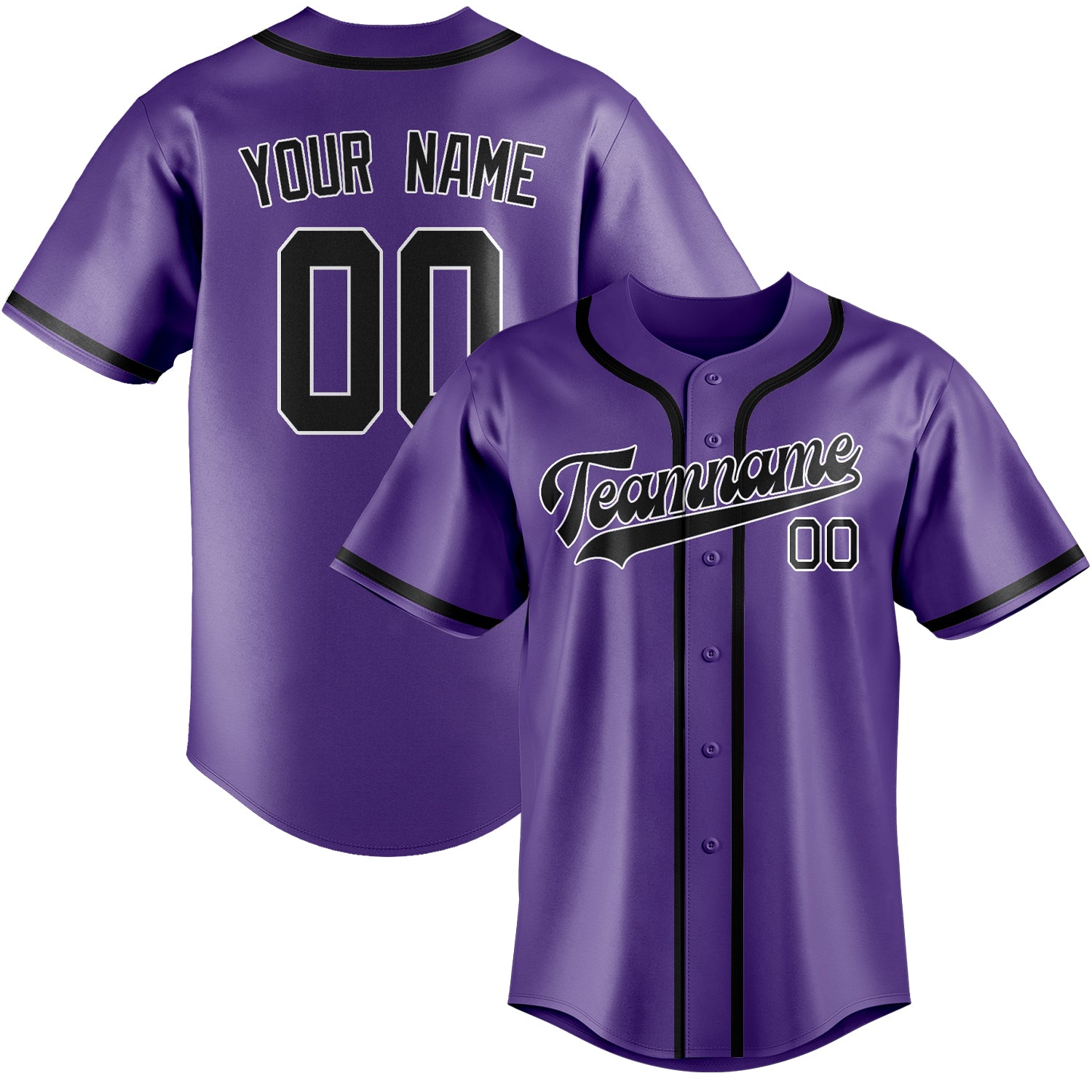 Custom Light Purple Black Baseball Jersey