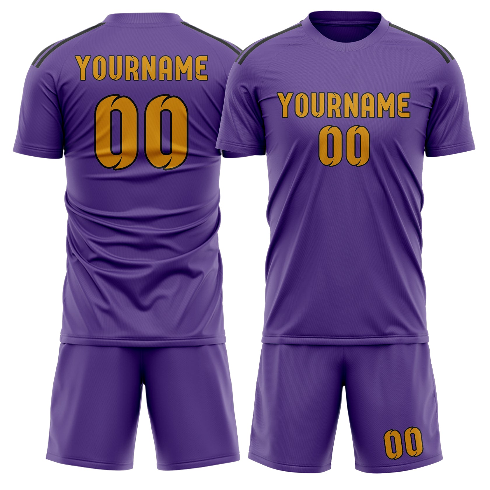 Custom Light Purple Yellow Soccer Set