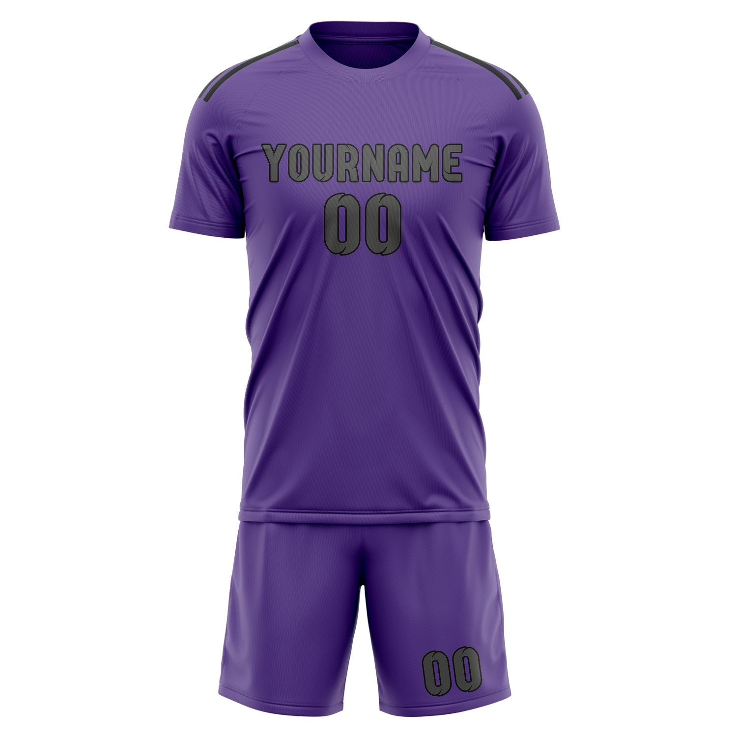 Custom Light Purple Dark Grey Soccer Set