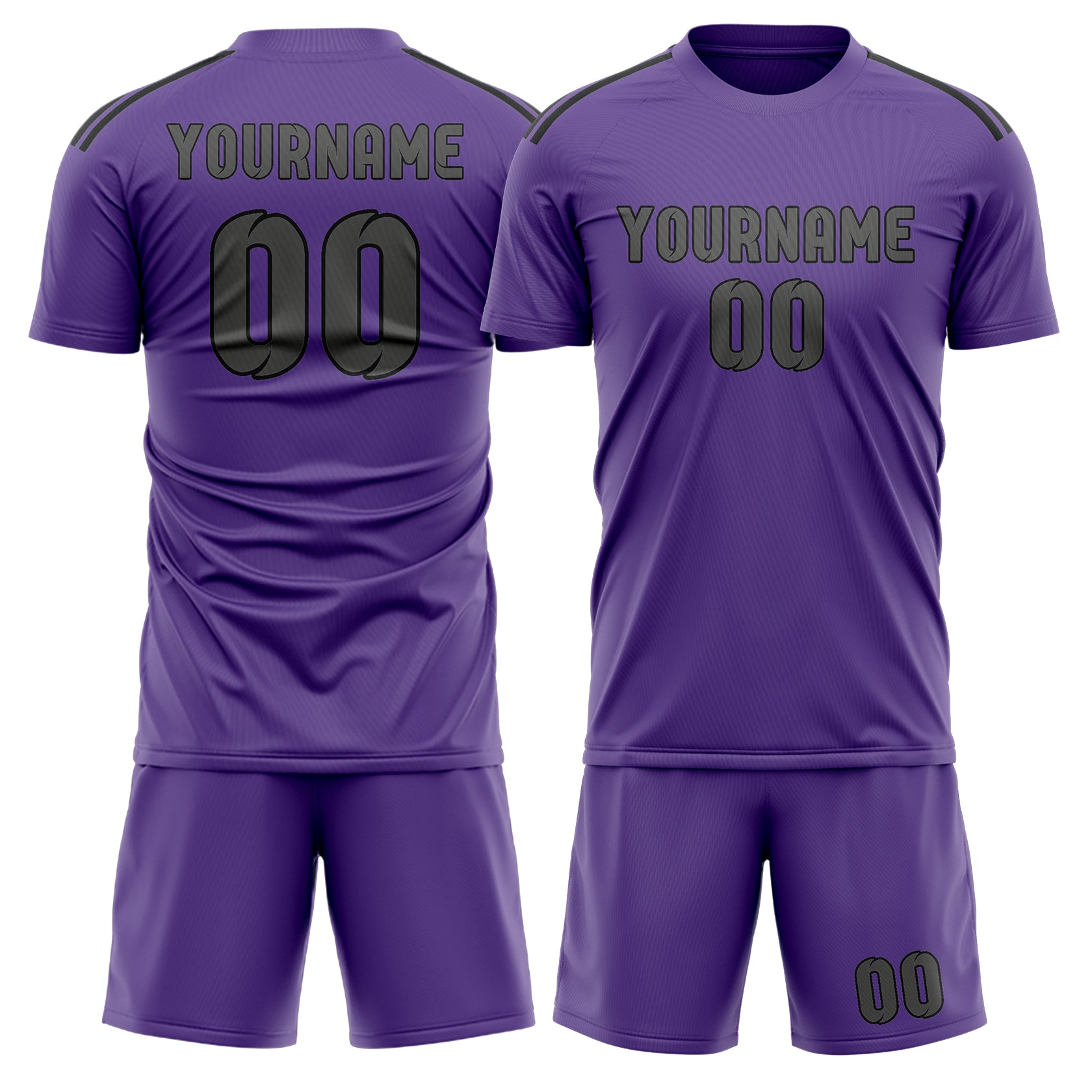 Custom Light Purple Dark Grey Soccer Set