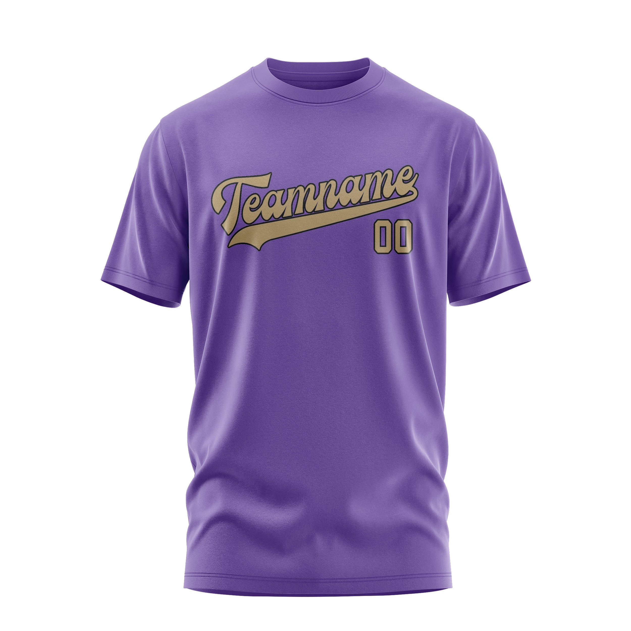 Custom Light Purple Light Khaki T-Shirt