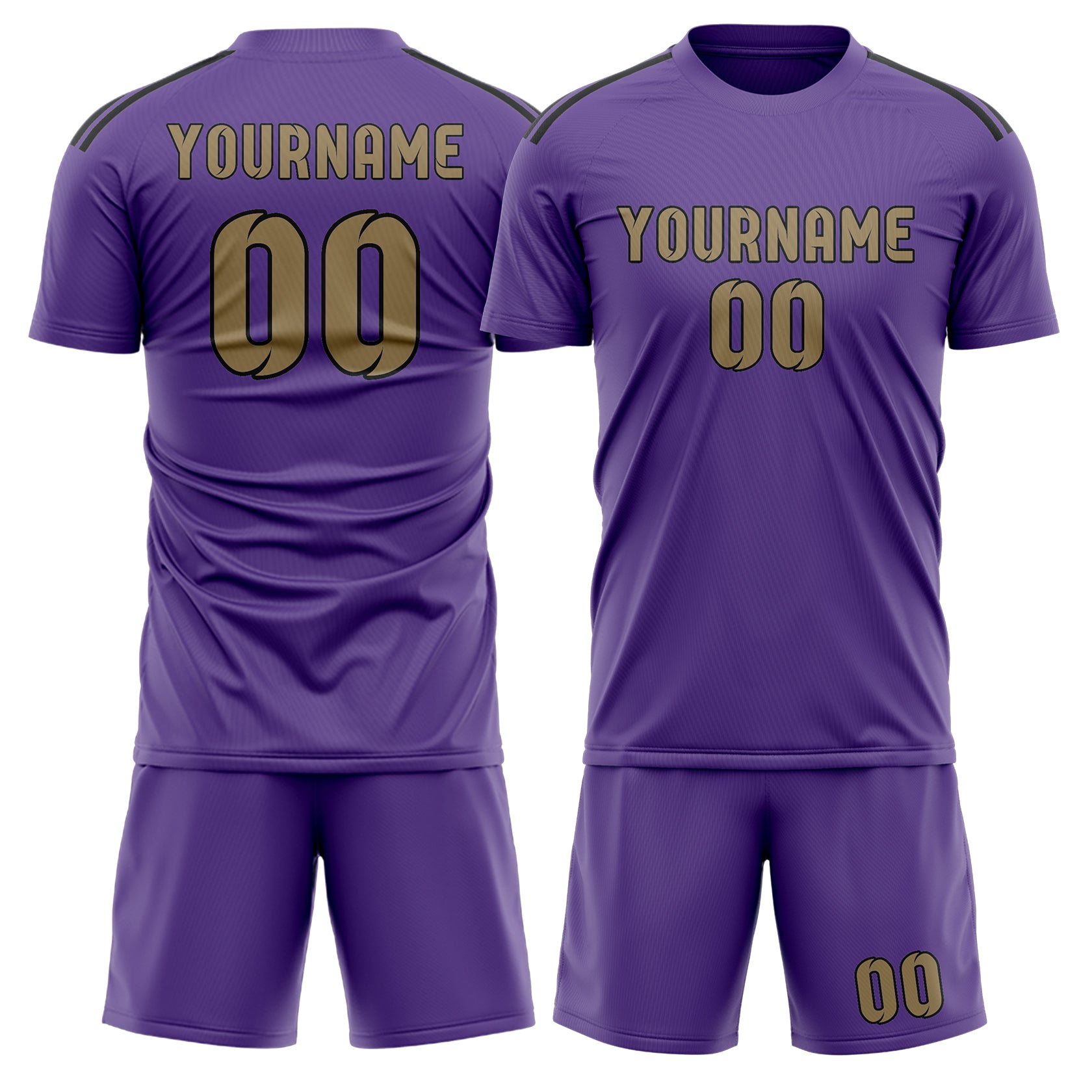 Custom Light Purple Light Khaki Soccer Set