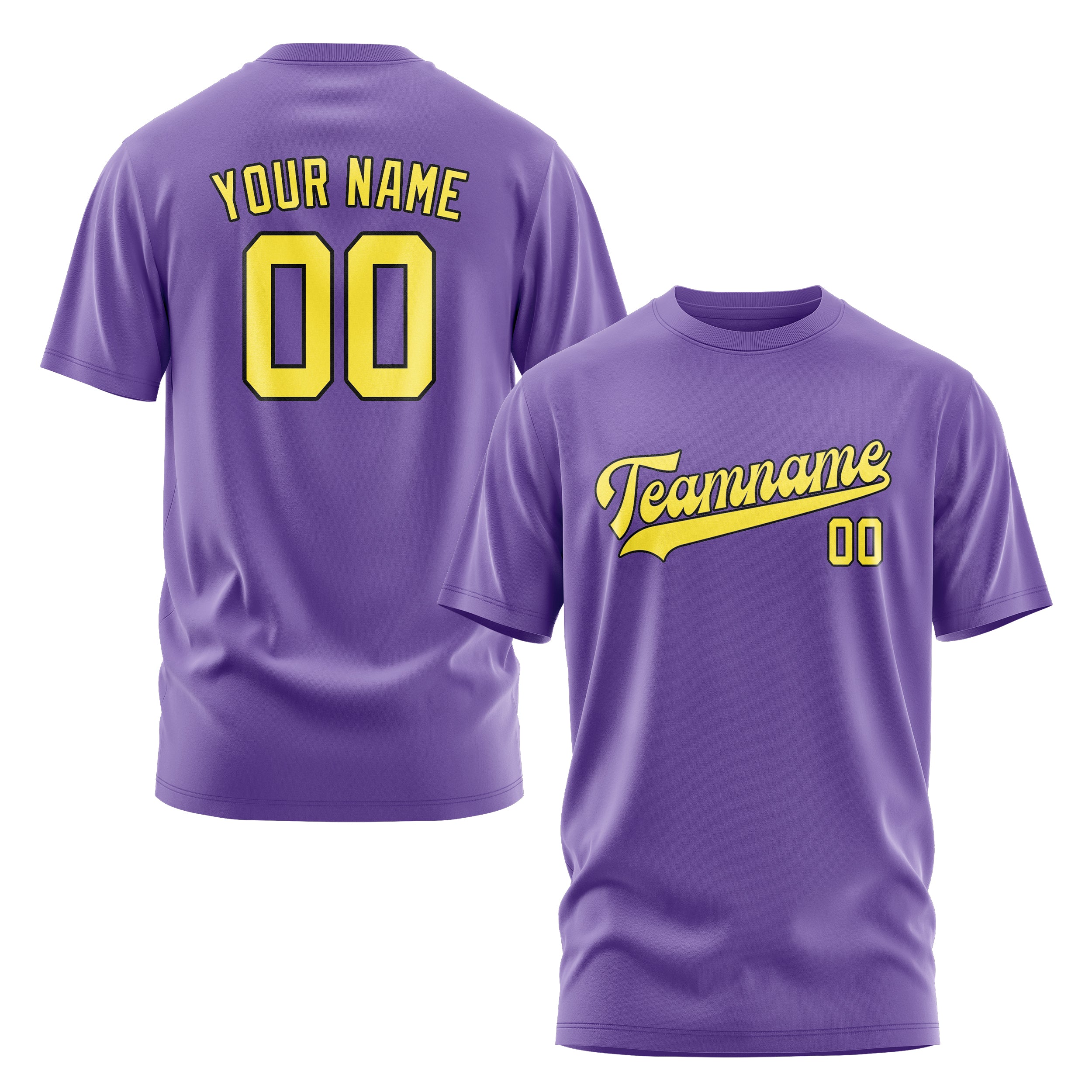 Custom Light Purple Light Yellow T-Shirt