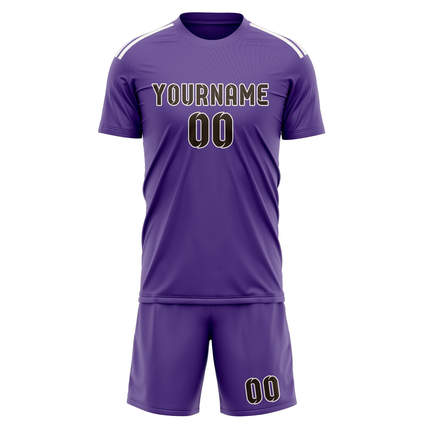 Custom Light Purple Brown Soccer Set