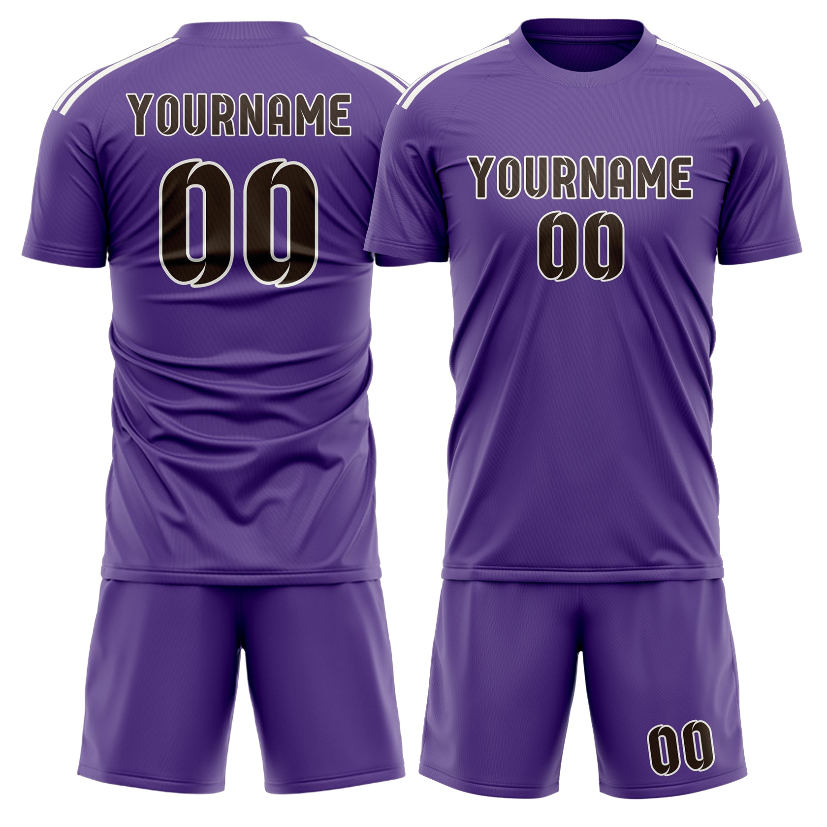 Custom Light Purple Brown Soccer Set