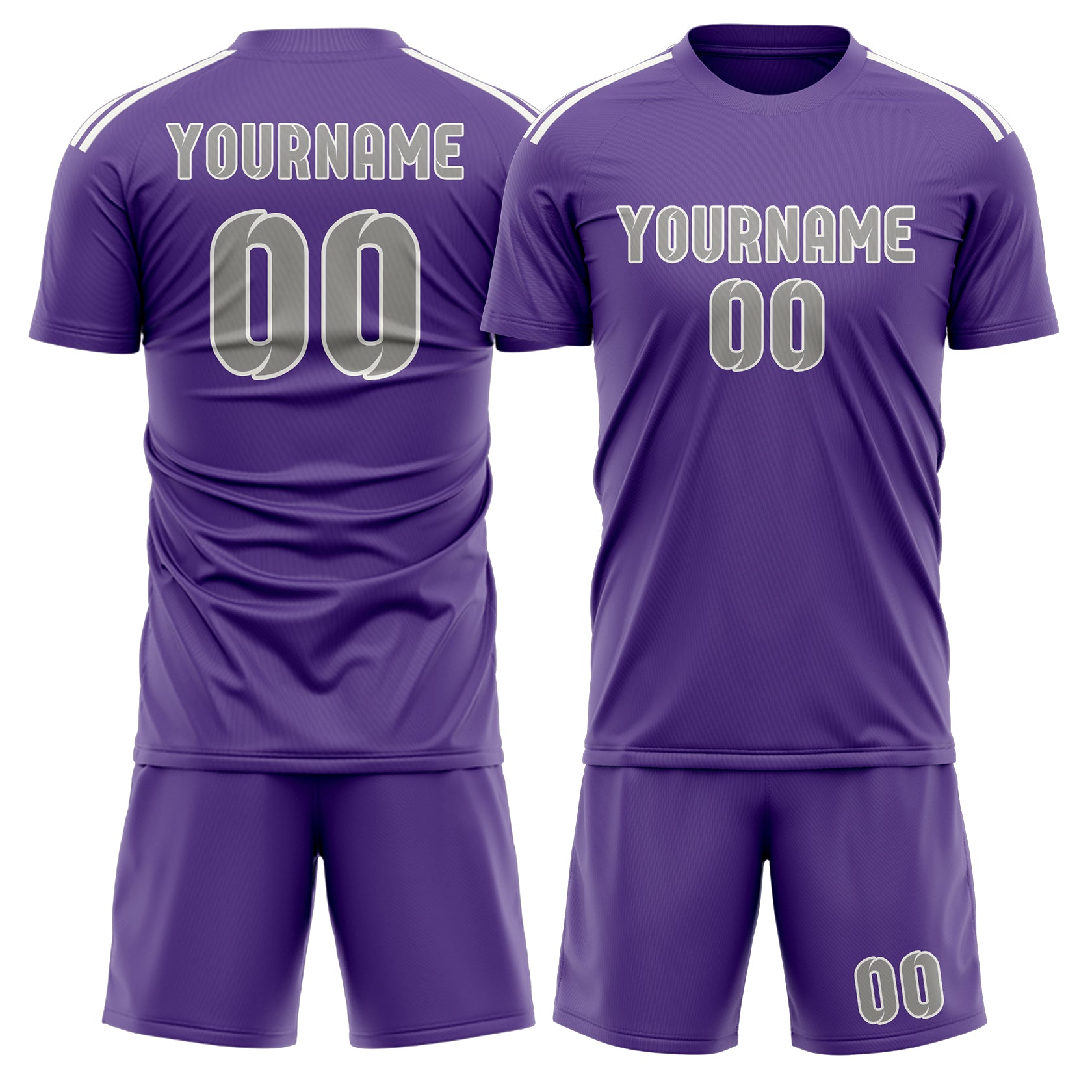 Custom Light Purple Gray Soccer Set