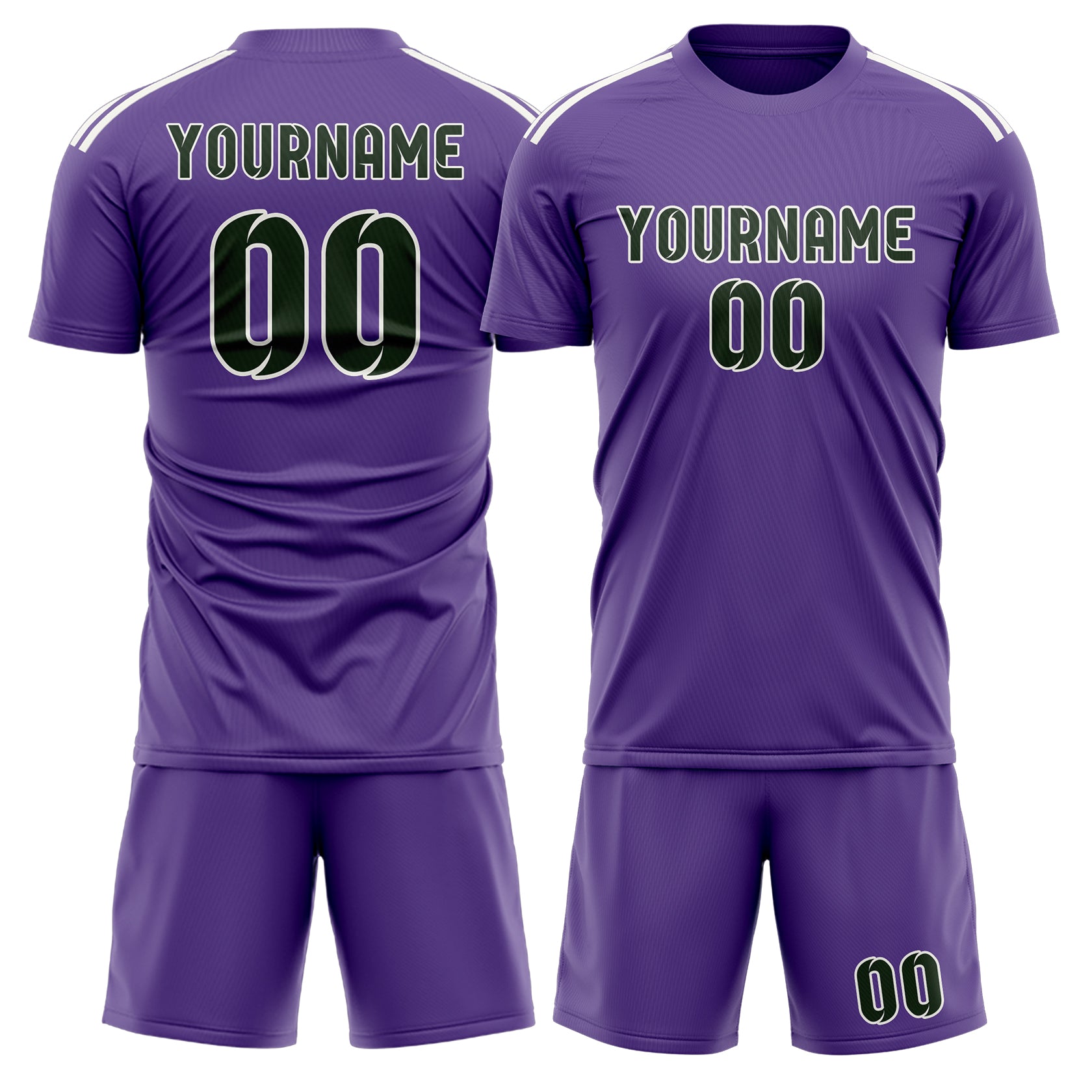 Custom Light Purple Dark Green Soccer Set