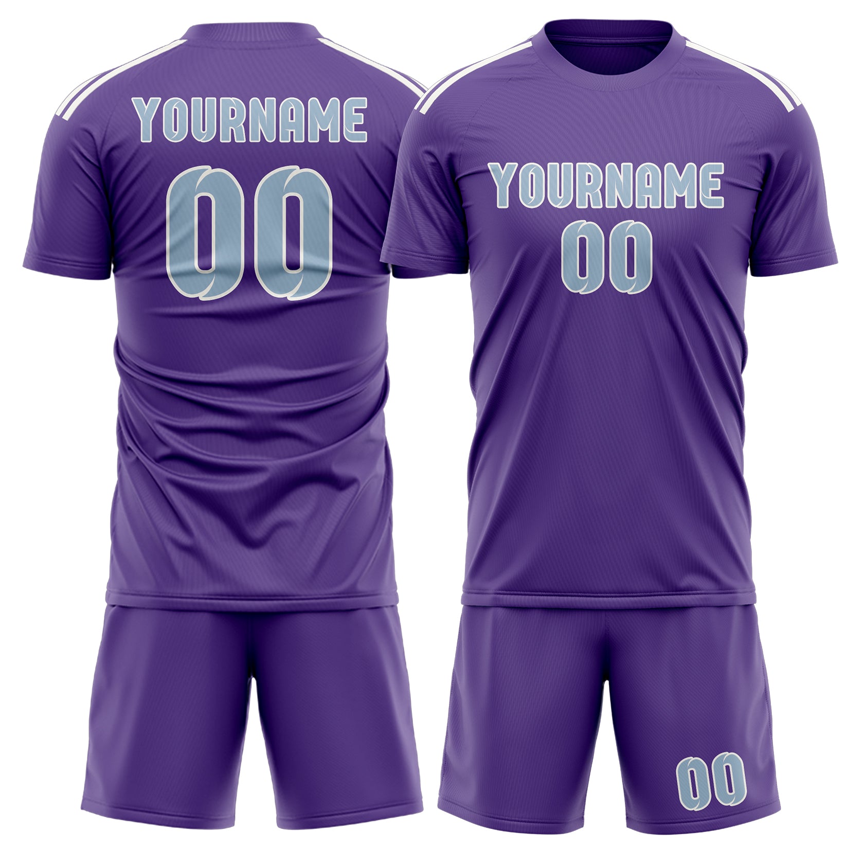 Custom Light Purple Light Blue Soccer Set