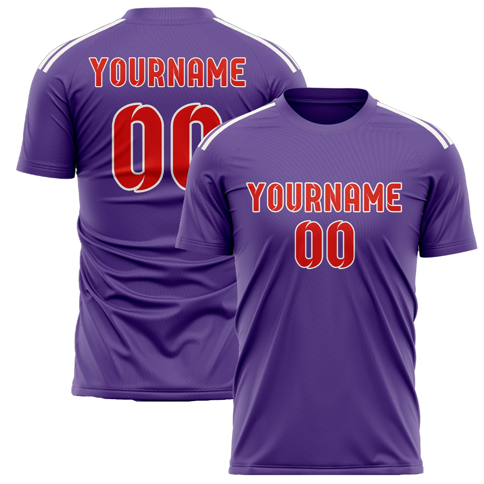 Custom Light Purple Orange Red Soccer Jersey