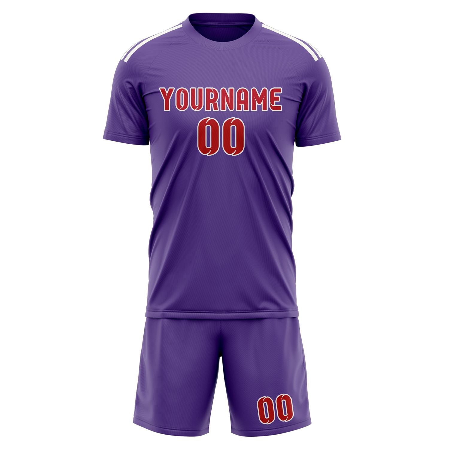 Custom Light Purple Red Soccer Set