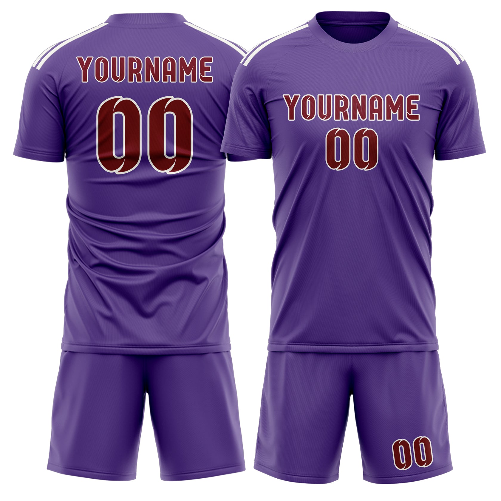 Custom Light Purple Crimson Red Soccer Set