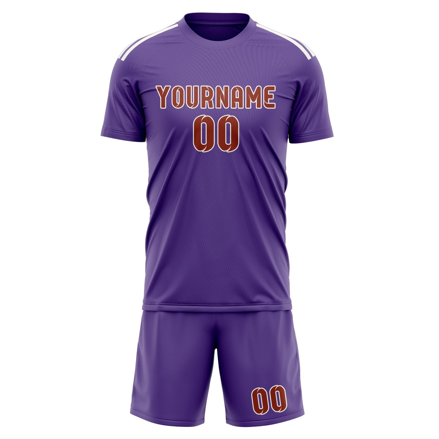 Custom Light Purple Coral Red Soccer Set