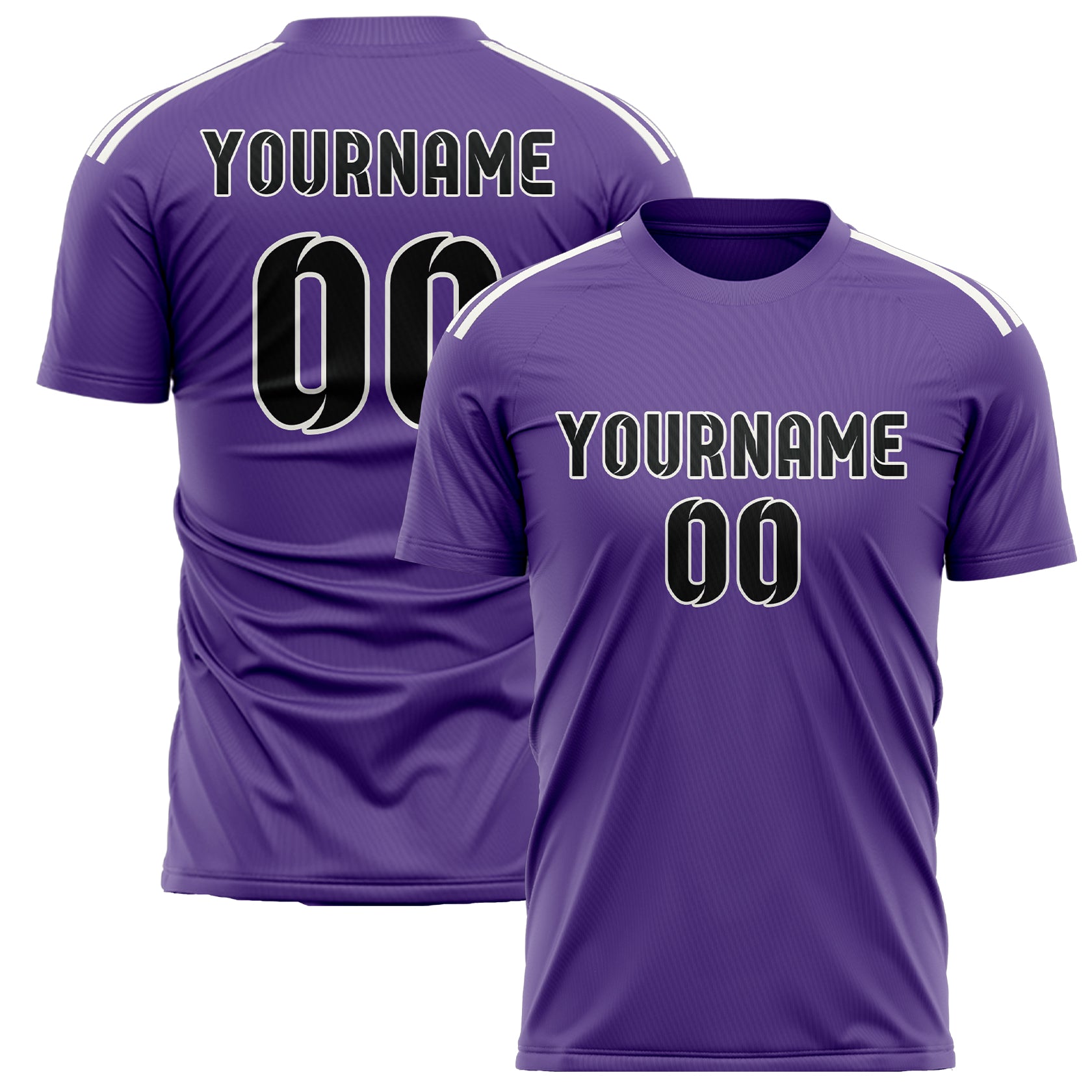 Custom Light Purple Black Soccer Jersey