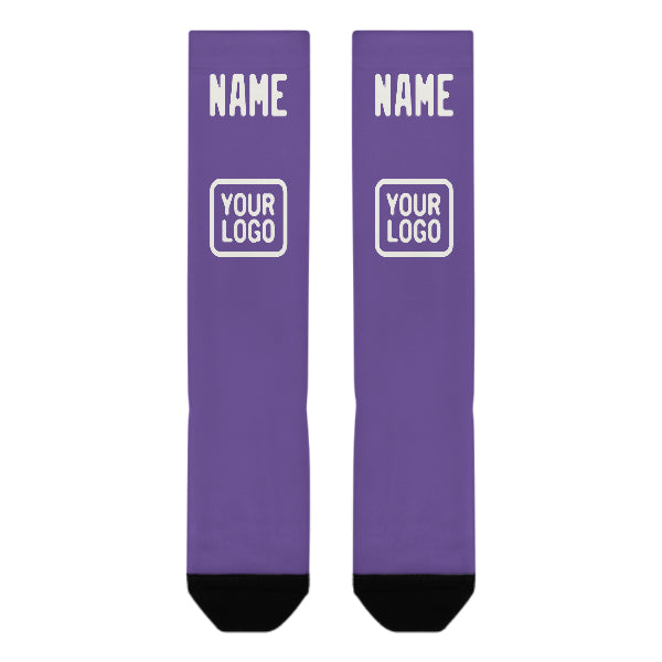 Custom Light Purple White Knee-High Sock