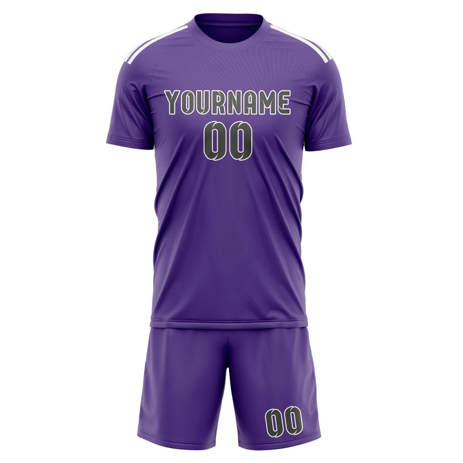 Custom Light Purple Dark Grey Soccer Set