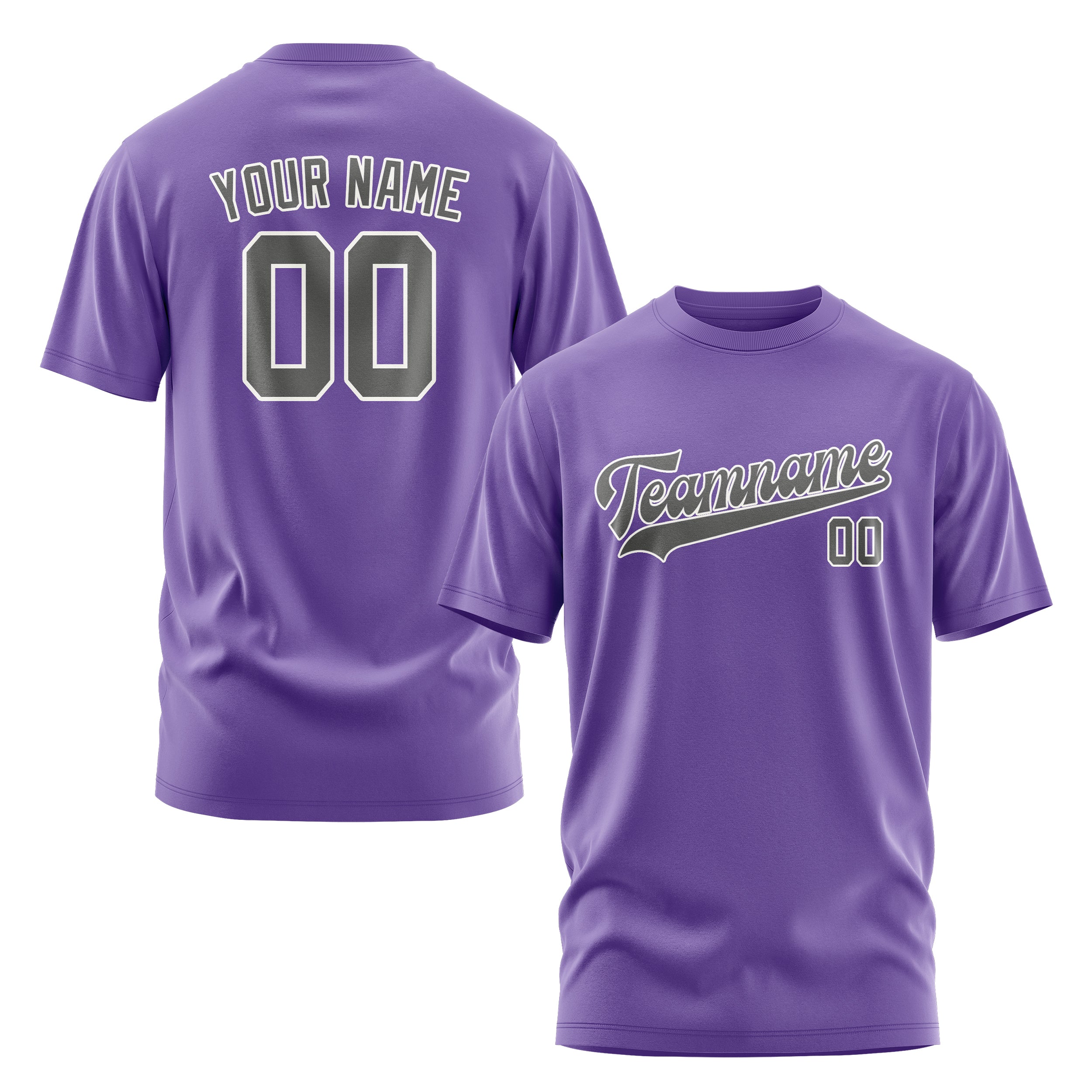 Custom Light Purple Dark Grey T-Shirt