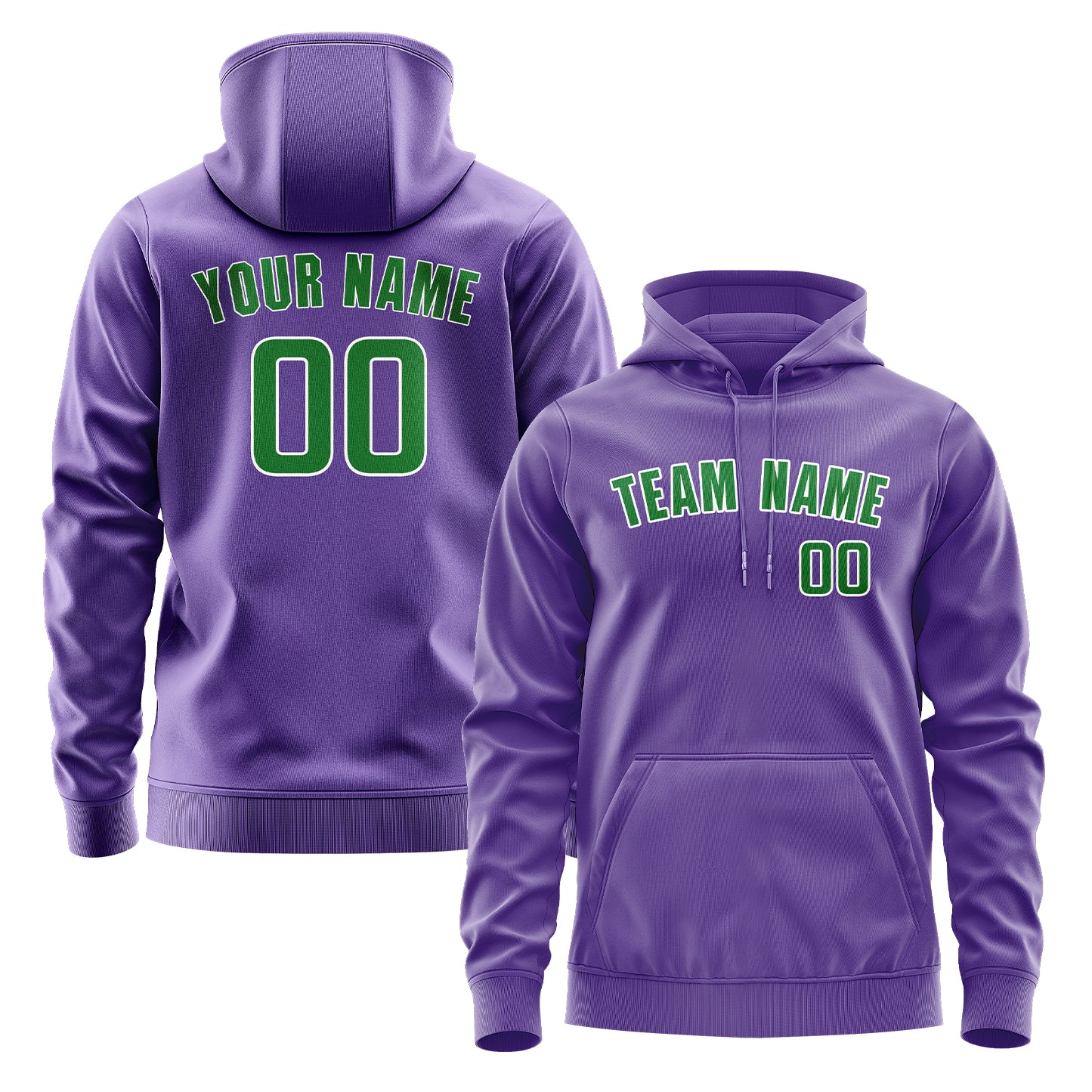 Custom Light Purple Emerald Green Hoodie