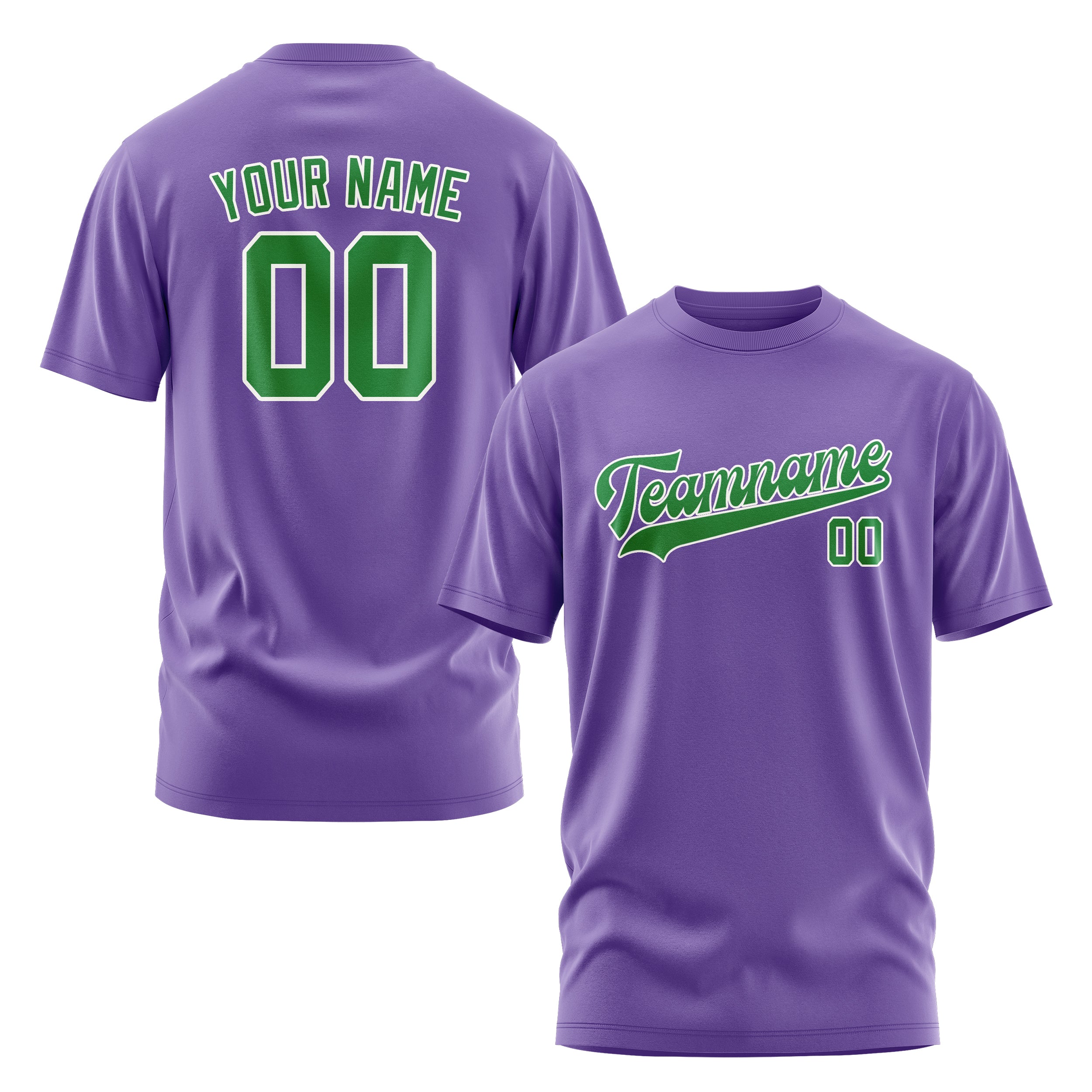 Custom Light Purple Emerald Green T-Shirt