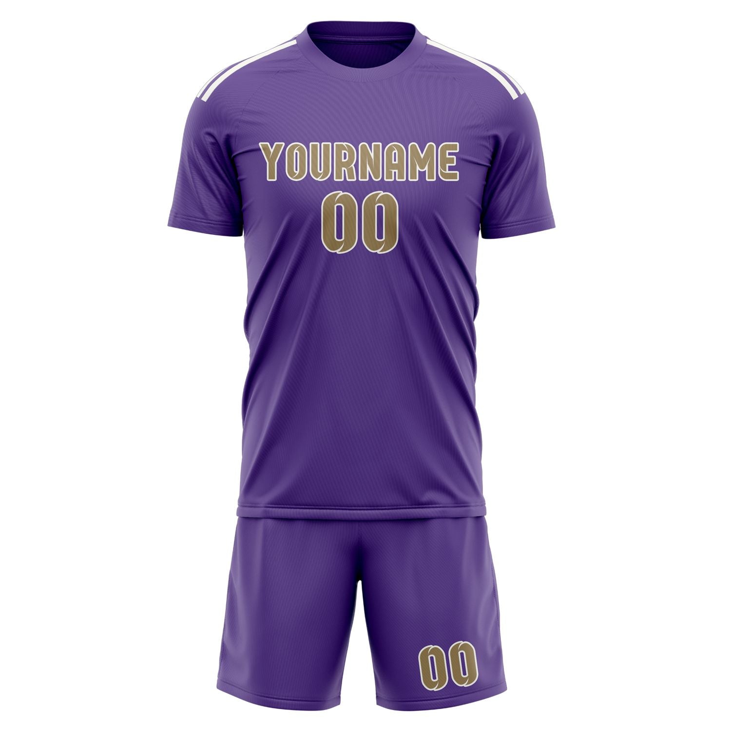 Custom Light Purple Light Khaki Soccer Set