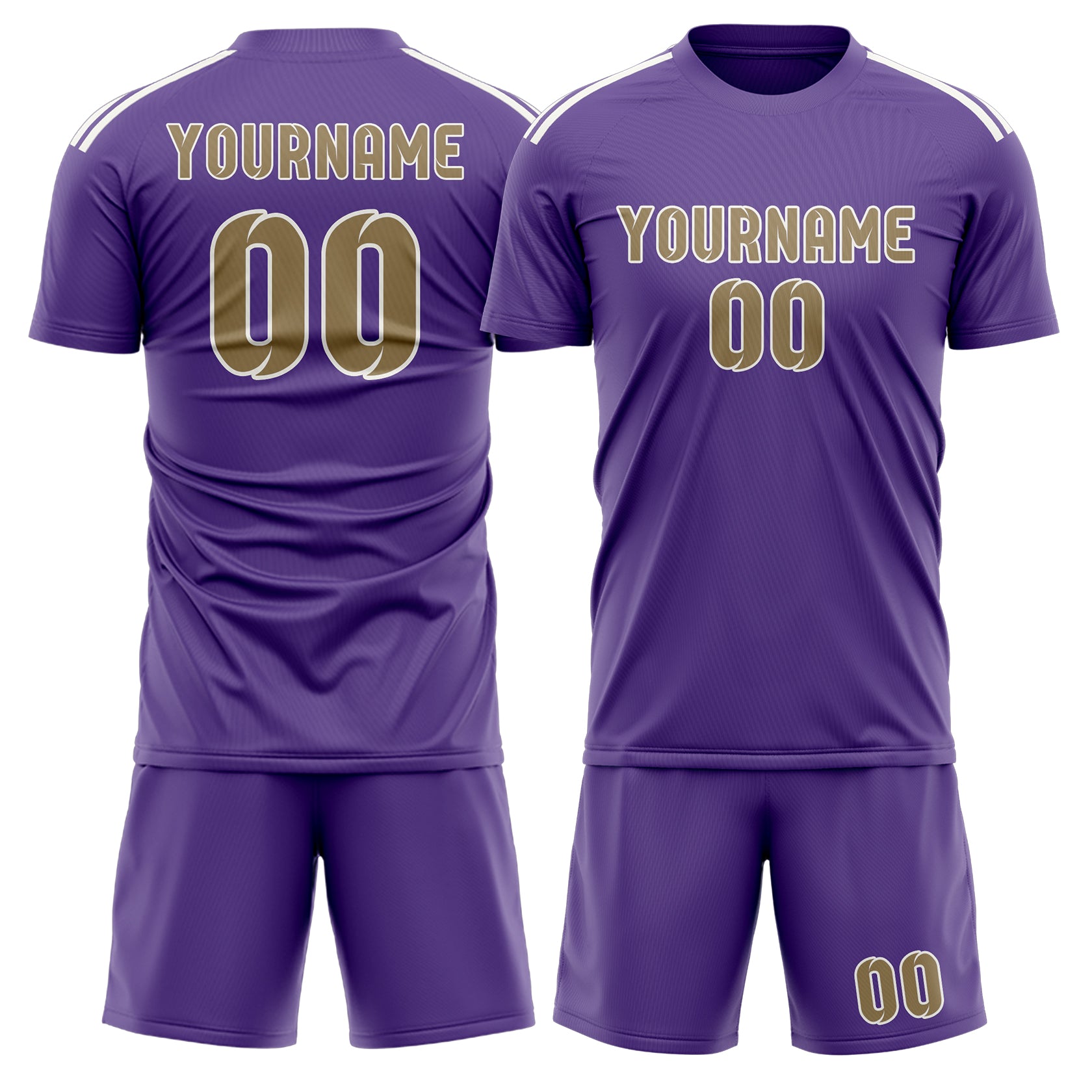 Custom Light Purple Light Khaki Soccer Set