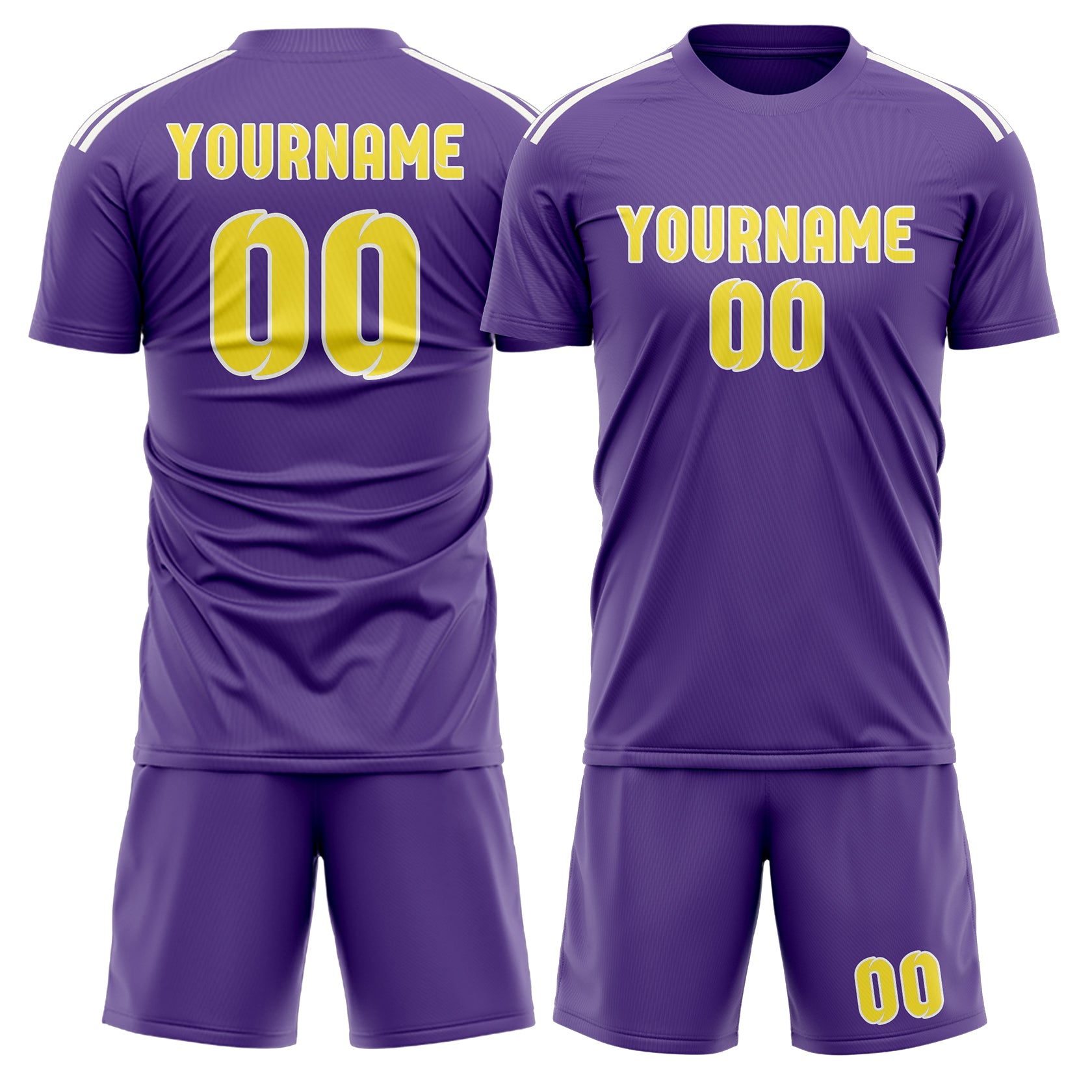 Custom Light Purple Light Yellow Soccer Set