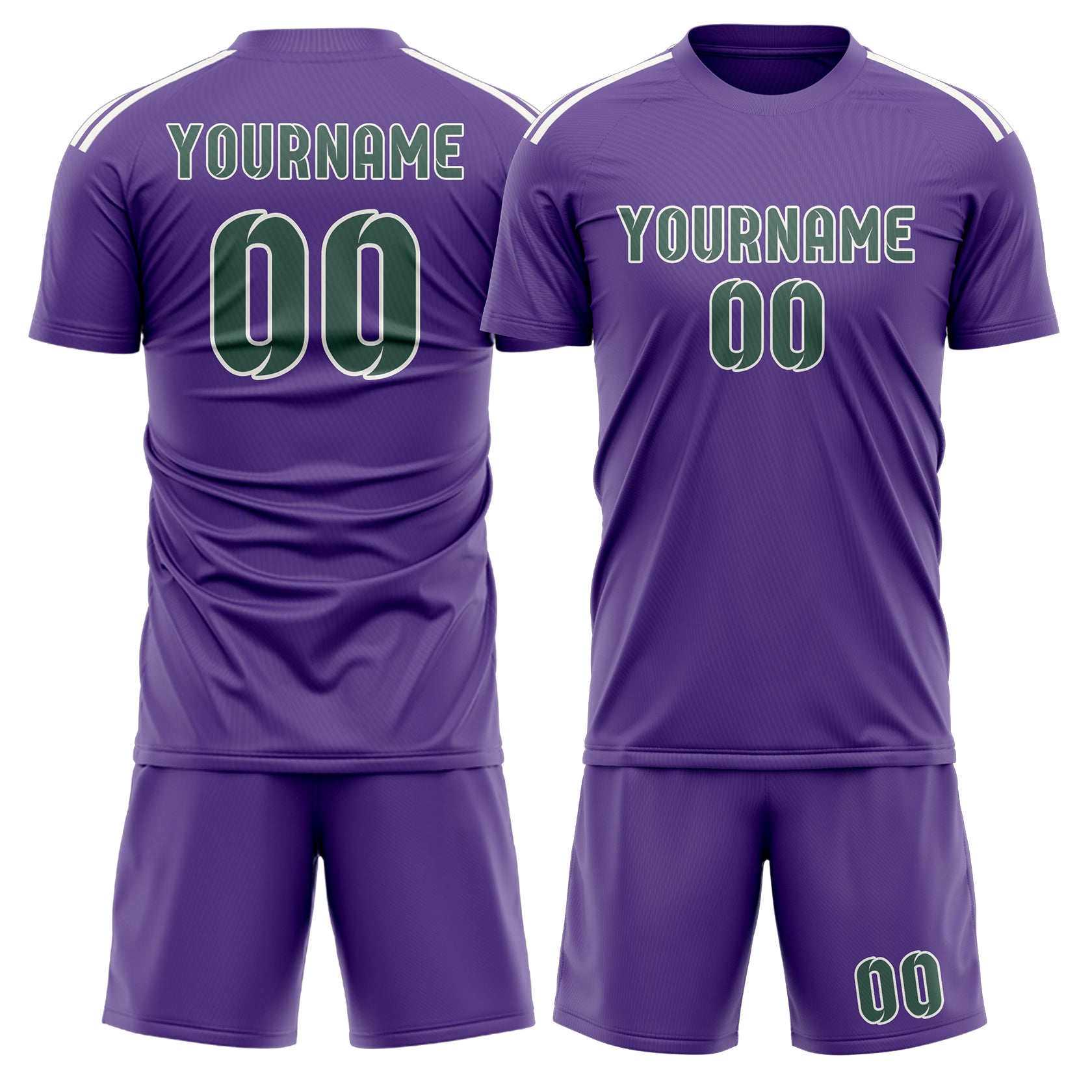 Custom Light Purple Blue Green Soccer Set