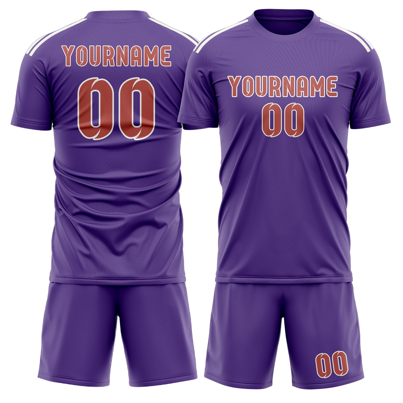 Custom Light Purple Copper Rose Soccer Set