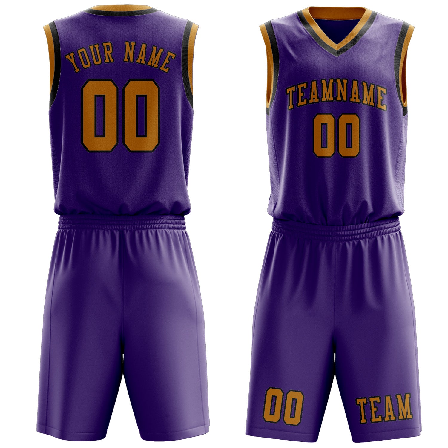 Custom Light Purple Yellow Basketball Set