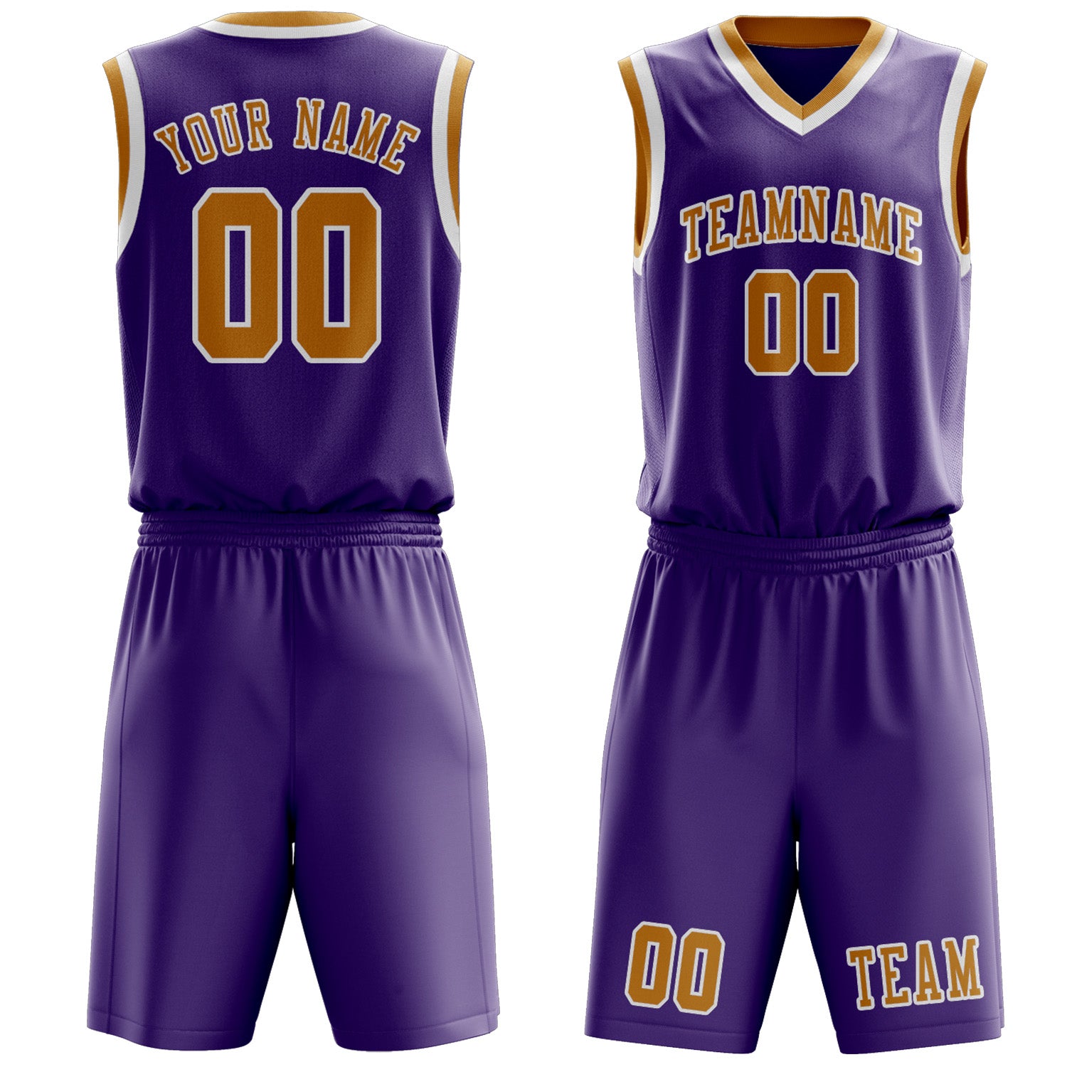 Custom Light Purple Yellow Basketball Set