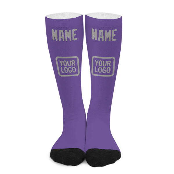 Custom Light Purple Gray Knee-High Sock