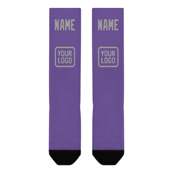 Custom Light Purple Gray Knee-High Sock