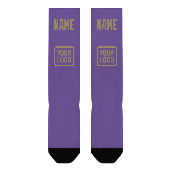 Custom Light Purple Light Khaki Knee-High Sock