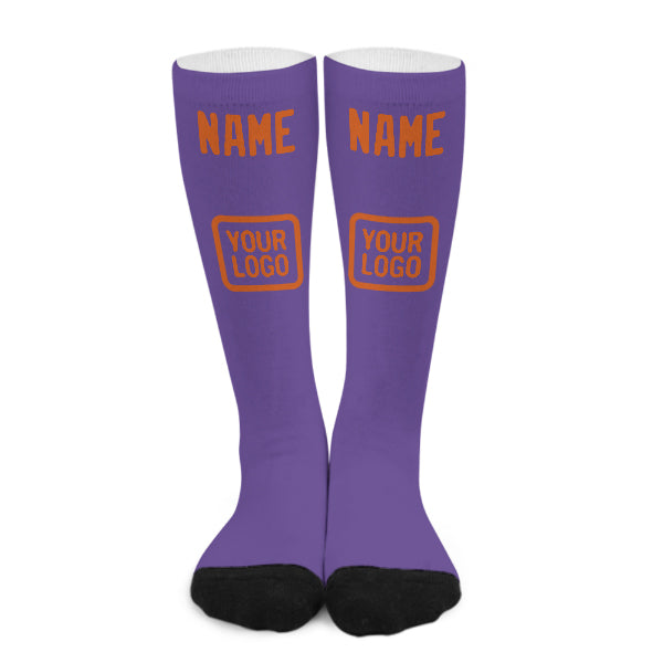 Custom Light Purple Orange Knee-High Sock