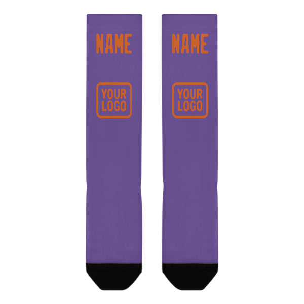 Custom Light Purple Orange Knee-High Sock