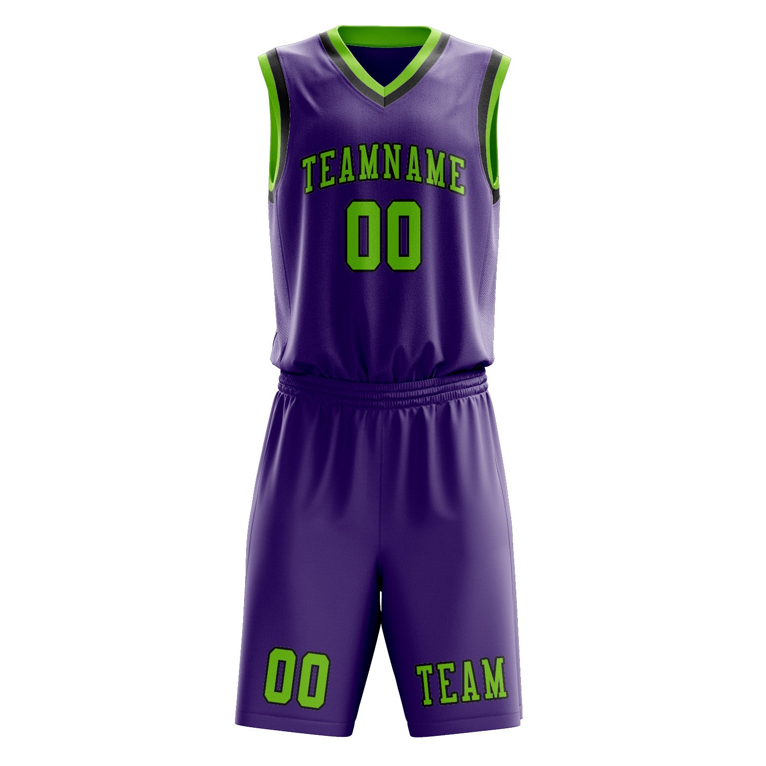 Custom Light Purple Emerald Green Basketball Set