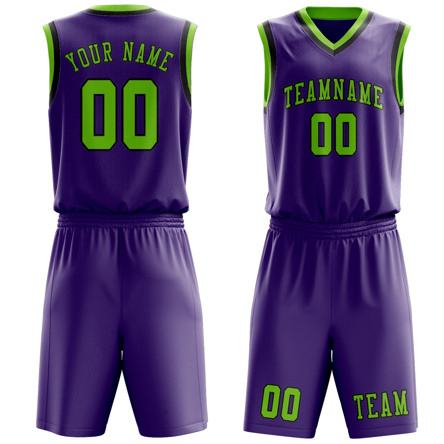 Custom Light Purple Emerald Green Basketball Set
