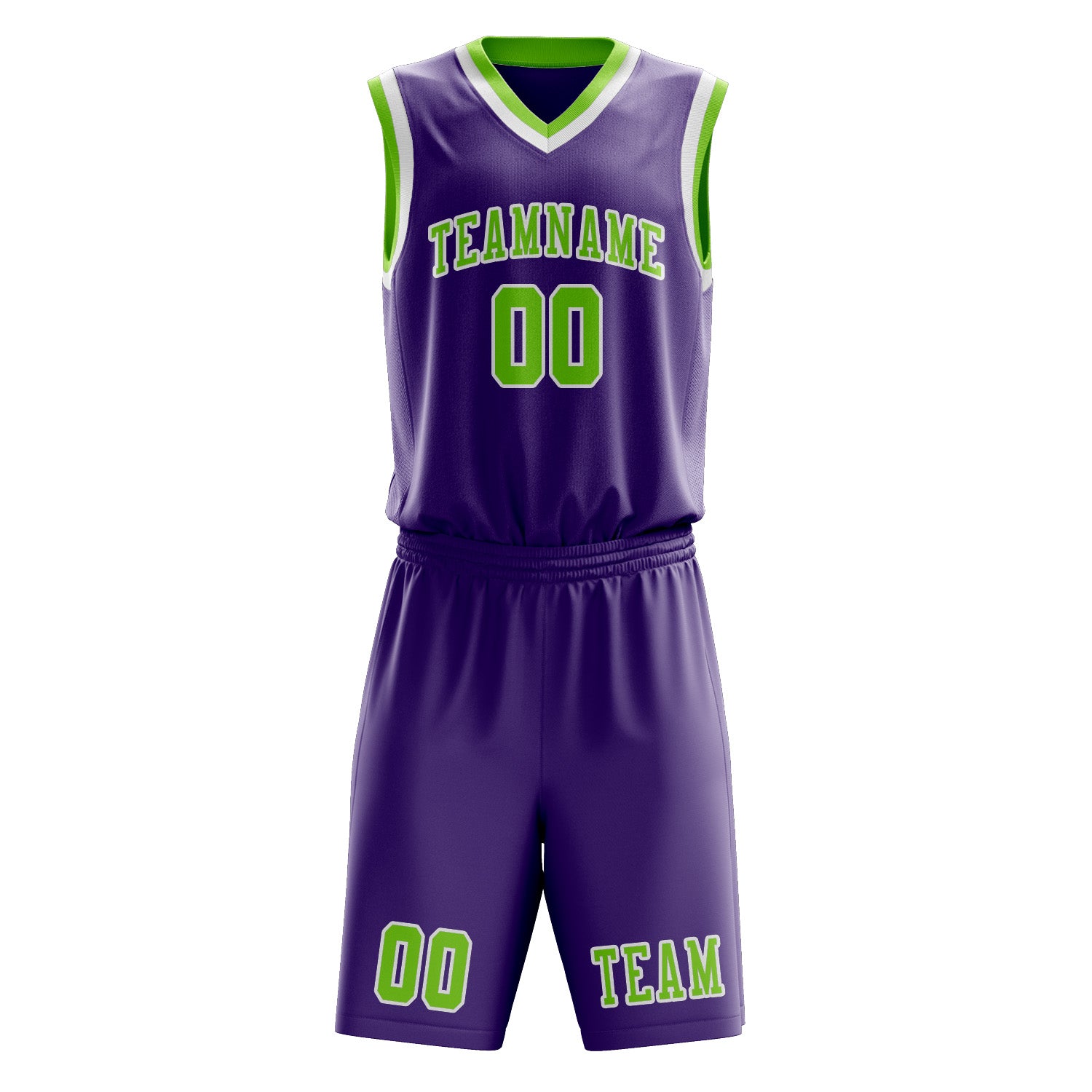 Custom Light Purple Emerald Green Basketball Set