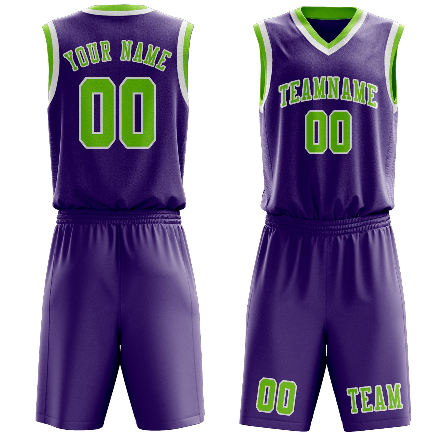 Custom Light Purple Emerald Green Basketball Set