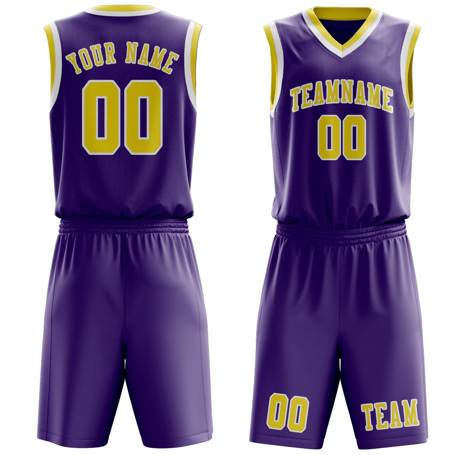 Custom Light Purple Light Yellow Basketball Set