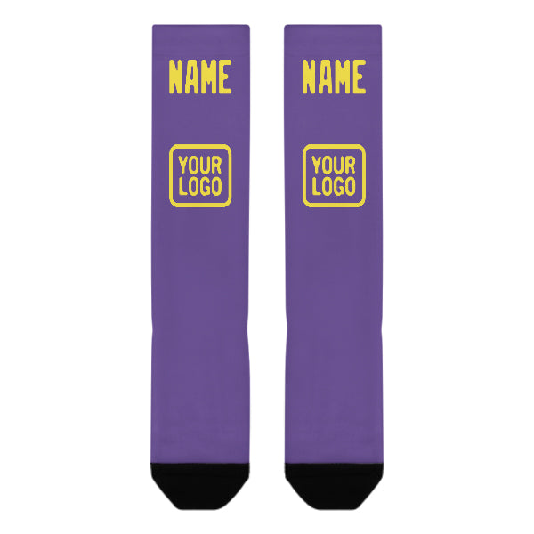 Custom Light Purple Light Yellow Knee-High Sock