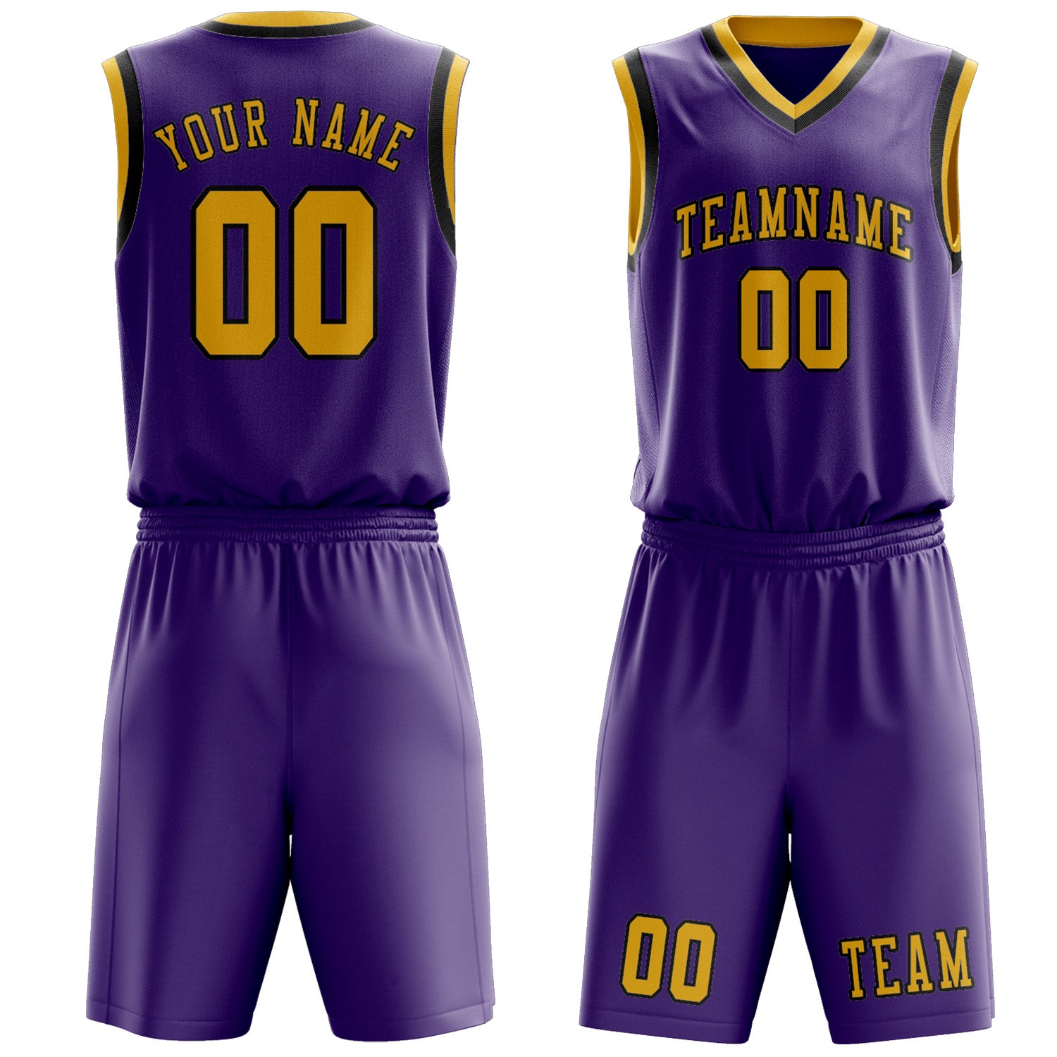 Custom Light Purple Gold Basketball Set