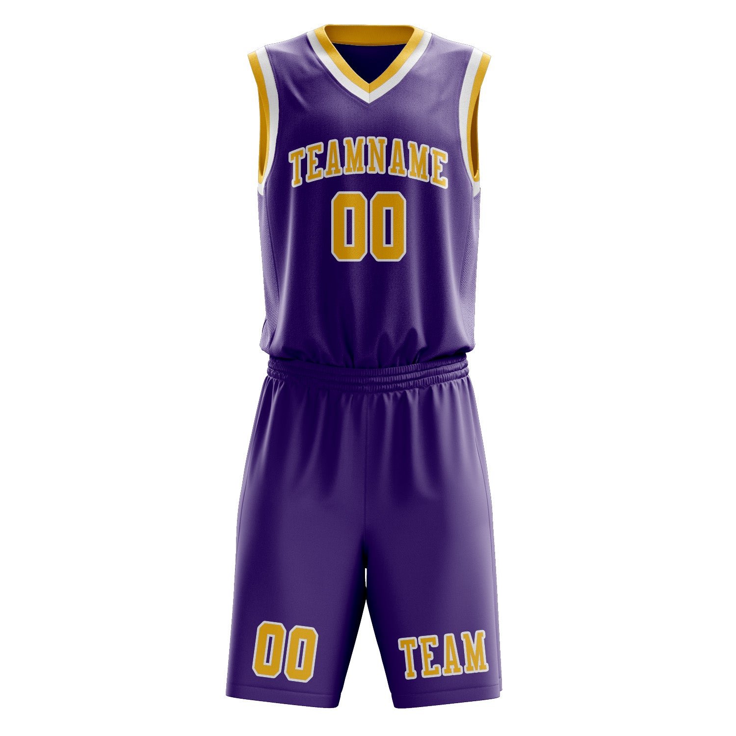 Custom Light Purple Gold Basketball Set