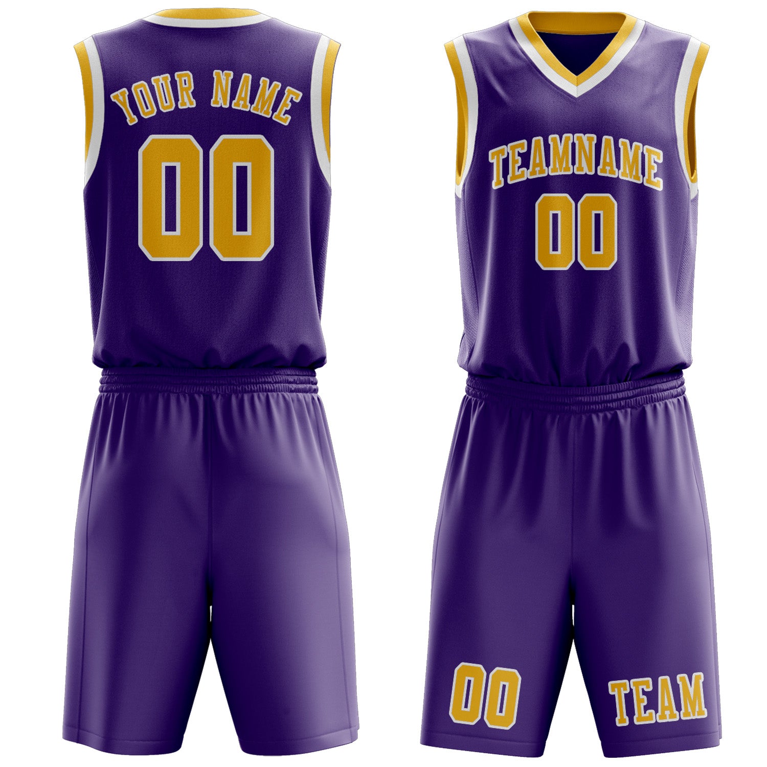 Custom Light Purple Gold Basketball Set
